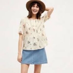 Maeve by Anthropologie Orchid Island Pleated Peplum Blouse Top, Size 8